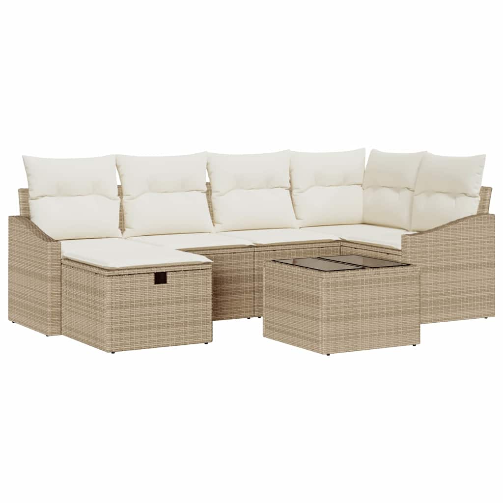 Garten-Sofa-Set 7 pcs Beige 55 x 62 x 69 cm Poly Rattan